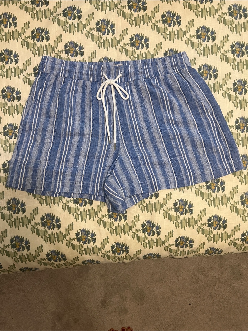 LOFT Blue Striped Women’s Drawstring Shorts